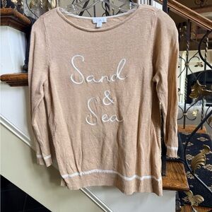 Jjill Lightweight sweater. Linen/Cotton/Modal. Size SP. Cute Sand & Sun. GUC